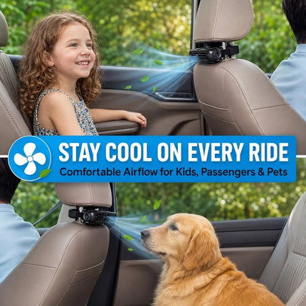Portable Car Fan 2 Pack with USB Plug In Power, Car Seat Fan with 3 Quiet Speeds