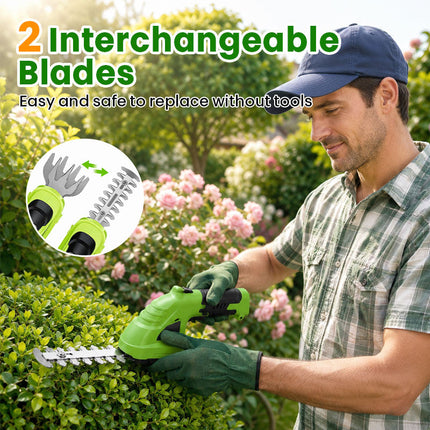 Cordless Hedge Trimmer and Shrub Trimmer with 2 Blades