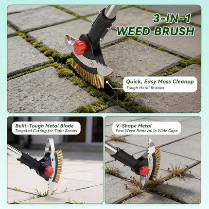 Weed Removal Tool with Adjustable Long Handle, 3 in 1 Crack Weeder Tool with Stainless Steel Blades – image 4