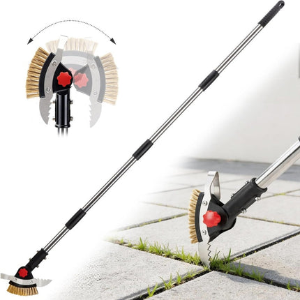 Weed Removal Tool with Adjustable Long Handle, 3 in 1 Crack Weeder Tool with Stainless Steel Blades, Garden Weeding Tool