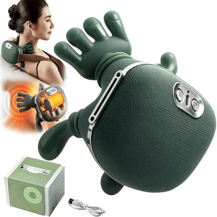 Neck Massager with Heat, Shiatsu Massager for Neck and Shoulder Kneading, Cordless Handheld Massager for Muscle Relief