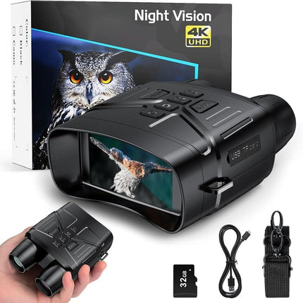 Night Vision Binoculars 4K, Infrared Camera and Night Vision Device with Video, Night Vision Monocular for Hunting
