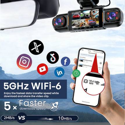 Dash Cam for Car, 5 Channel 360 Car Dash Camera with WiFi – image 8