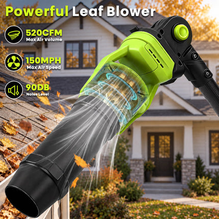 Cordless Leaf Blower with 7.8 ft Pole, Gutter Cleaning Tool from the Ground