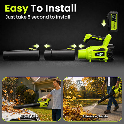 Cordless Leaf Blower 720 CFM with 2 Batteries, Lightweight Battery Leaf Blower for Yard - image 6