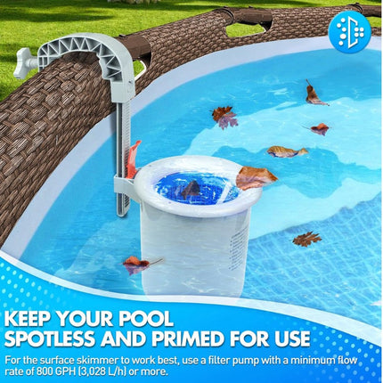 Pool Skimmer Automatic for Above Ground Pool with Adjustable Wall Mount, Above Ground Pool Skimmer for Leaves and Bugs (2)