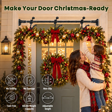 Wreath Hanger for Front Door Christmas Decor, Adjustable Garland Hanger and Wreath Hook