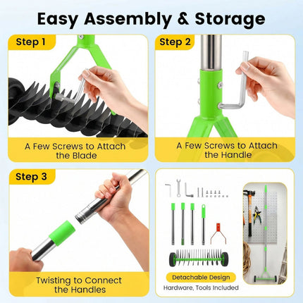 Dethatching Rake with Wheels, Adjustable Thatch Rake for Lawn – image 9