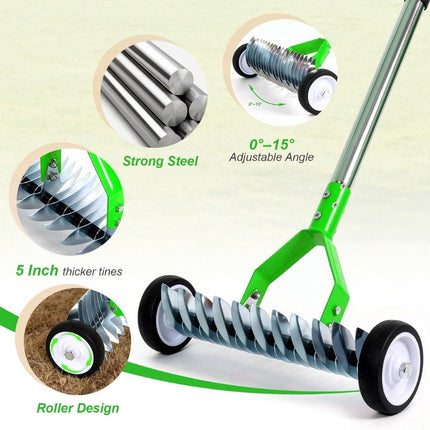 Dethatching Rake with Wheels, Dual Sided Garden Rake – image 7