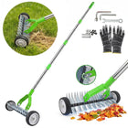 Dethatching Rake with Wheels, Lawn Dethatcher for Grass, Adjustable Thatch Rake for Lawn, Dual Sided Garden Rake