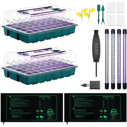 Seed Starter Kit with Humidity Dome, 80 Cell Seed Starting Tray, Indoor Seedling Grow Light with Heat Mat for Seedlings