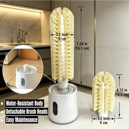 Electric Bottle Brush 360 Rotating with 2 Detachable Brush Heads, Water Bottle Cleaner for Baby Bottles and Mugs – image 5