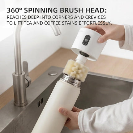 Electric Bottle Brush 360 Rotating with 2 Detachable Brush Heads, Water Bottle Cleaner for Baby Bottles and Mugs – image 4