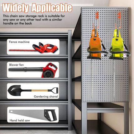 Garden Tool Rack Wall Mount, Chainsaw Holder and Garage Wall Organizer