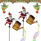 Outdoor Christmas Lights Solar, Santa Outdoor Christmas Decorations for Yard, Solar Garden Lights with LED String Lights