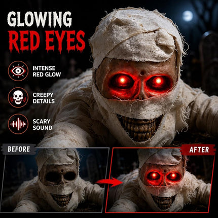 Crawling Mummy Halloween Decoration, Glowing Red Eyes – image 4