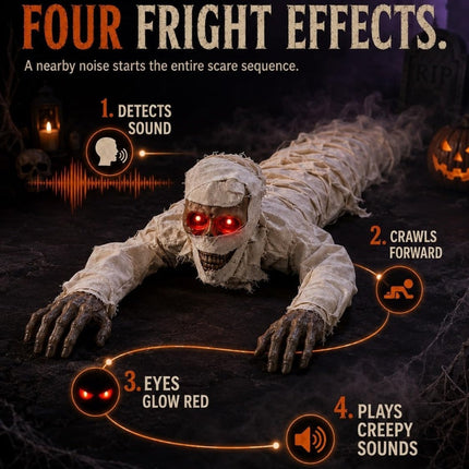 Crawling Mummy Halloween Decoration, Creepy Sound Effects