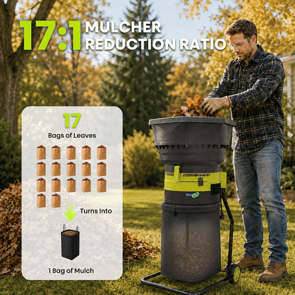 Electric Leaf Mulcher 8000 RPM with Collection Bag and Wheels, Leaf Mulcher Shredder – image 5