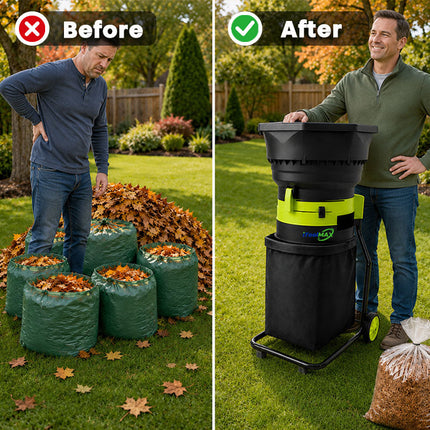 Electric Leaf Mulcher 8000 RPM with Collection Bag and Wheels, Leaf Mulcher Shredder