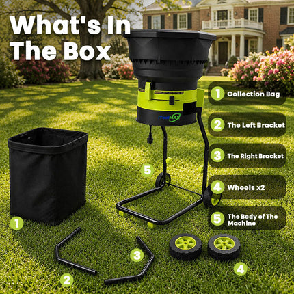 Electric Leaf Mulcher 8000 RPM with Collection Bag and Wheels, Leaf Shredder for Yard Waste – image 10