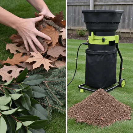 Electric Leaf Mulcher 8000 RPM with Collection Bag and Wheels, Leaf Shredder for Yard Waste
