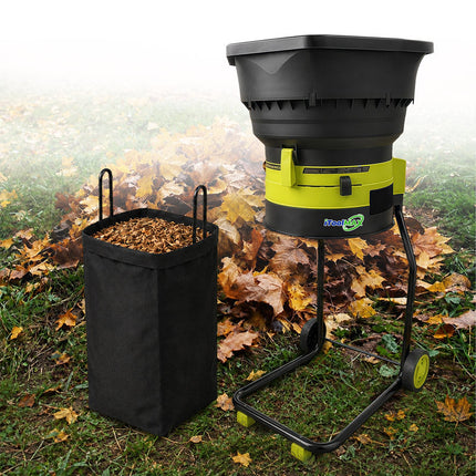 Electric Leaf Mulcher 8000 RPM with Collection Bag and Wheels, Leaf Shredder for Yard Waste, Leaf Mulcher Shredder
