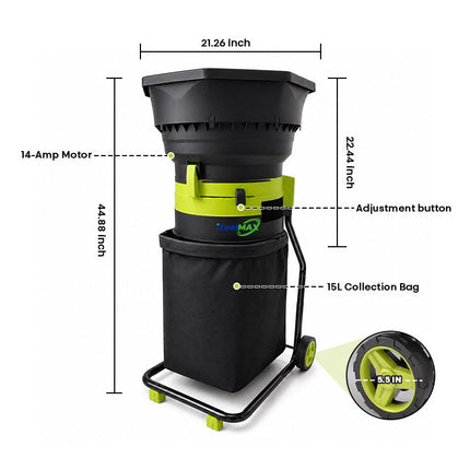 Electric Leaf Mulcher 8000 RPM with Collection Bag and Wheels, Leaf Mulcher Shredder – image 11