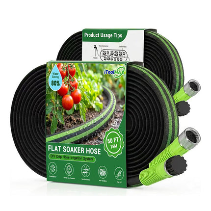 Flat Soaker Hose for Garden and Lawns 25 ft to 100 ft
