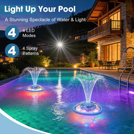 Rechargeable Pool Water Feature with LED Lights and Remote