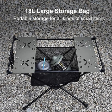 Small Folding Table for Camping with Lamp Stand, Aluminum Folding Camping Table for Picnics – image 5
