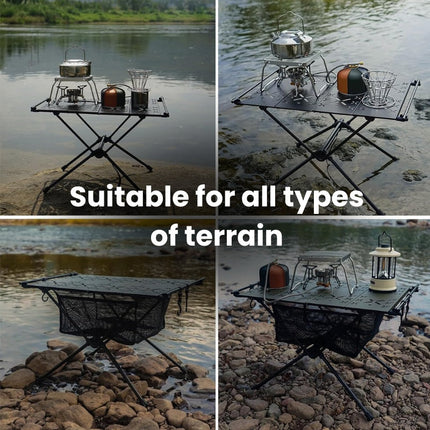 Small Folding Table for Camping with Lamp Stand, Aluminum Folding Camping Table for Picnics – image 7