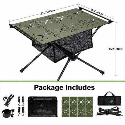 Small Folding Table for Camping with Lamp Stand, Aluminum Folding Camping Table for Picnics – image 9
