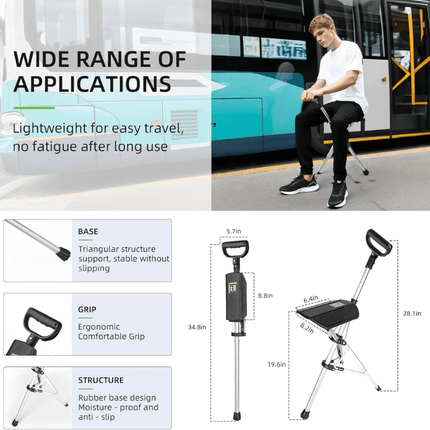 Folding Walking Stick with Seat, Lightweight Elderly Mobility Aid – image 8