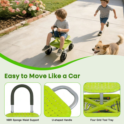 Rolling Garden Seat with Wheels, Gardening Chair with 360 Swivel Seat for Weeding – image 5