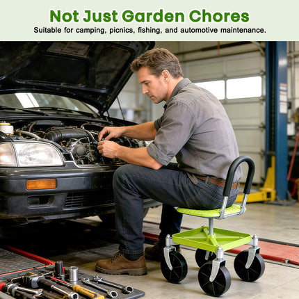 Rolling Garden Seat with Wheels, Garden Stool with Tool Tray – image 10