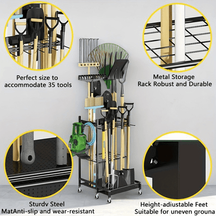 Garage Organizer on Wheels, Rolling Storage Cart and Garage Storage Rack