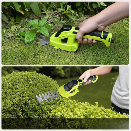 Cordless Hedge Trimmer, Electric Garden Shears 2 in 1, Shrub Trimmer with Battery, Bush Trimmer for Grass and Lawn