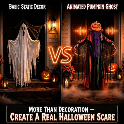 Pumpkin Ghost Halloween Decoration 6.6 ft with Red Glowing Eyes, Swinging Ghost Halloween Animatronics for Porch - image 6