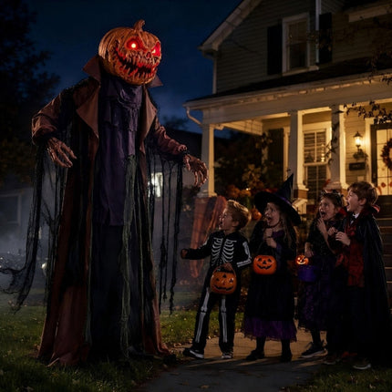 Pumpkin Ghost Halloween Decoration 6.6 ft with Red Glowing Eyes, Swinging Ghost Halloween Animatronics for Porch - image 7