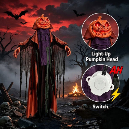 Pumpkin Ghost Halloween Decoration 6.6 ft with Red Glowing Eyes, Swinging Ghost Halloween Animatronics for Porch - image 5