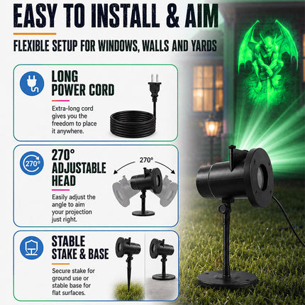 Halloween Projector Lights Outdoor 3D with 10 HD Patterns and 4 Colors, Halloween Window Projector - image 9