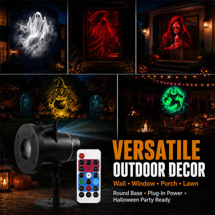 Halloween Projector Lights Outdoor 3D with 10 HD Patterns and 4 Colors, Halloween Window Projector