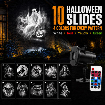 Halloween Projector Lights Outdoor 3D with 10 HD Patterns and 4 Colors, Outdoor Halloween Decorations - image 4