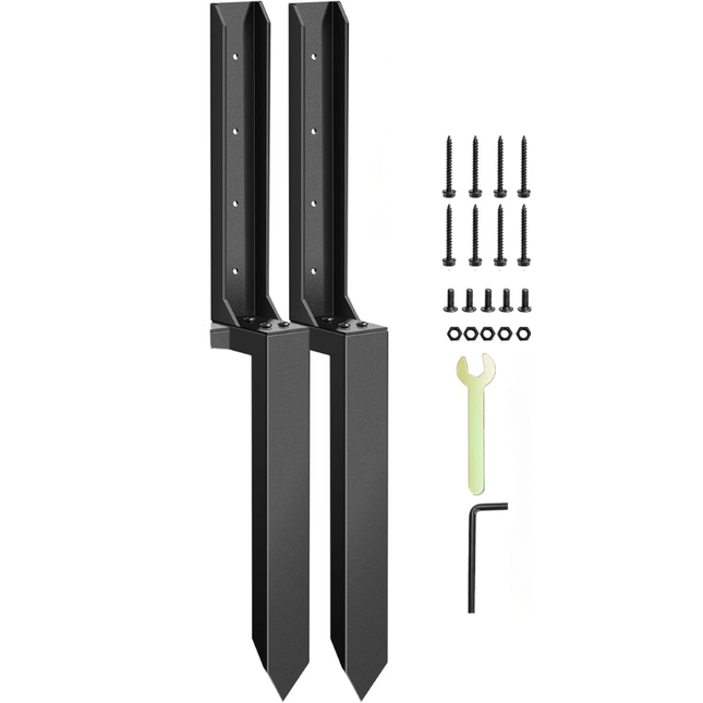 Fence Post Repair Kit Heavy Duty, Steel Fence Post Anchor for Leaning Wood Posts, Fence Stake and Post Brace No Digging_08