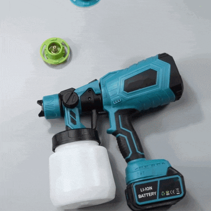 Cordless Paint Sprayer with 2 Batteries, Paint Spray Gun with 4 Nozzles