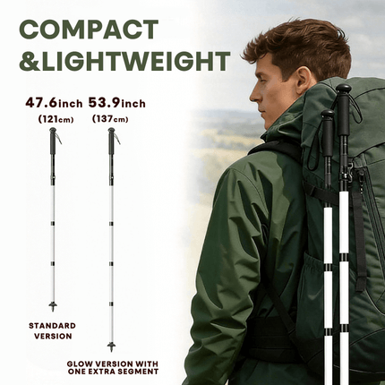 Walking Stick for Hiking with LED Light, Aluminum Hiking Stick for Men