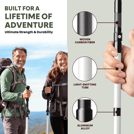Walking Stick for Hiking with LED Light, Collapsible Trekking Pole with Survival Tools – image 4