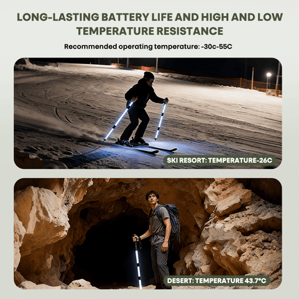 Walking Stick for Hiking with LED Light, Collapsible Trekking Pole with Survival Tools