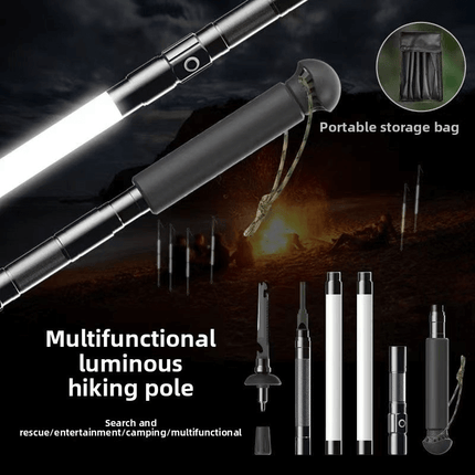 Walking Stick for Hiking with LED Light, Collapsible Trekking Pole with Survival Tools – image 6