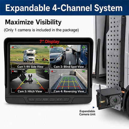 Wireless Backup Camera Solar, 4 Channel System – image 8